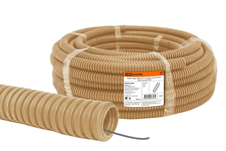 TDM ELECTRIC SQ0401-0053 Труба гофр.ПВХ d 25 с зондом (25 м) легкая "ЭКО" (сосна) TDM